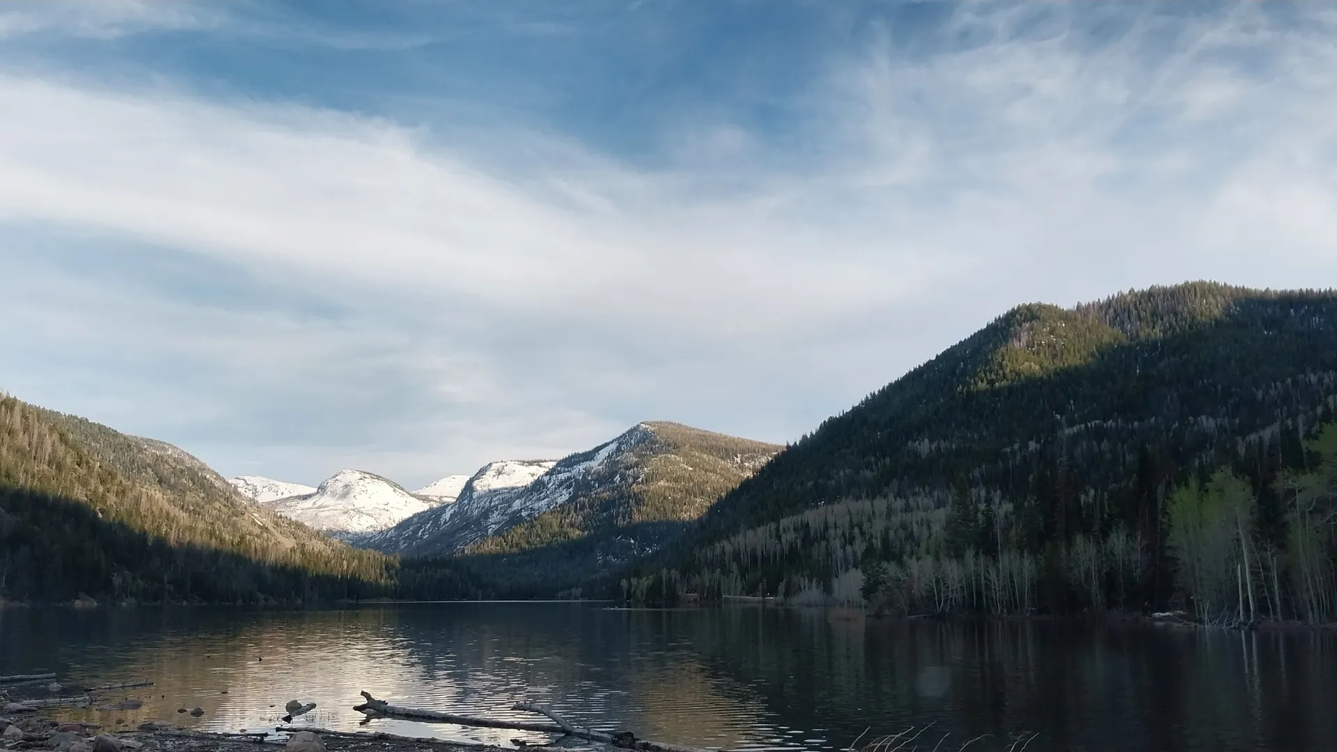 A landscape photograph of a lake.